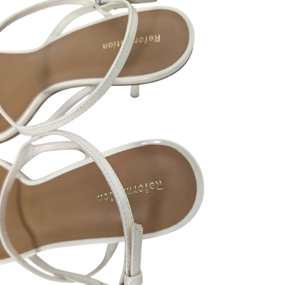 Reformation Genni Strappy Skinny Heel Patent Leather Sandal Size 9.5 - Picture 3 of 11